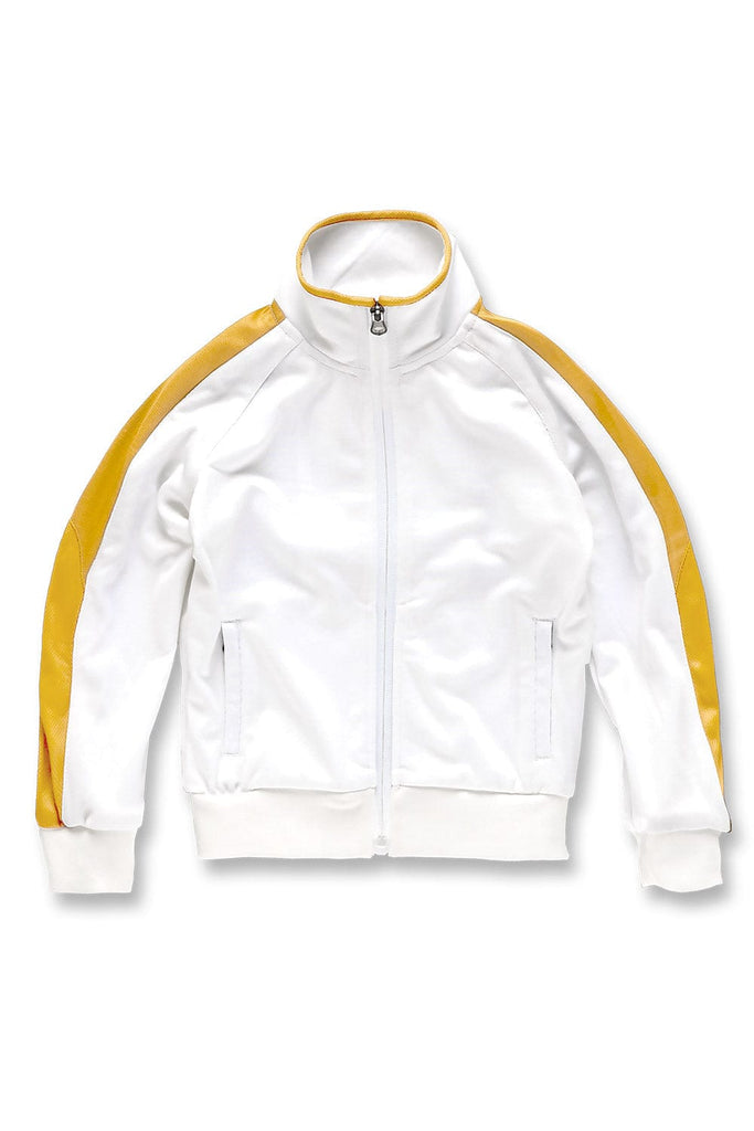 white and gold jordan jacket