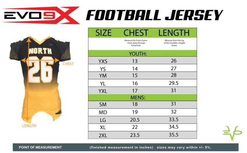 Accurate Football Jerseys Size Chart and Measurements Guide