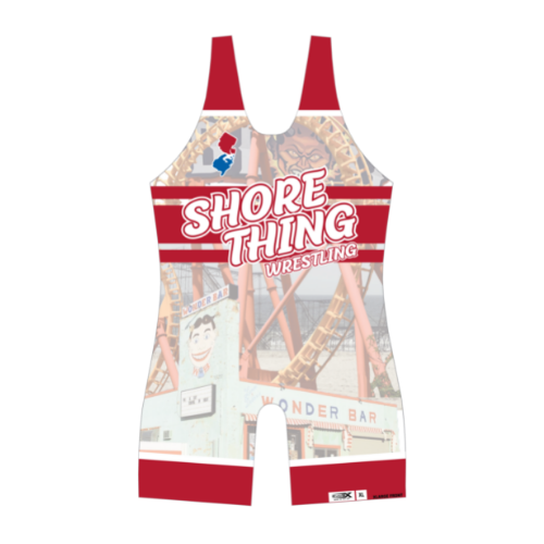 SHORE THING WRESTLING Sublimated Singlet - White/Red