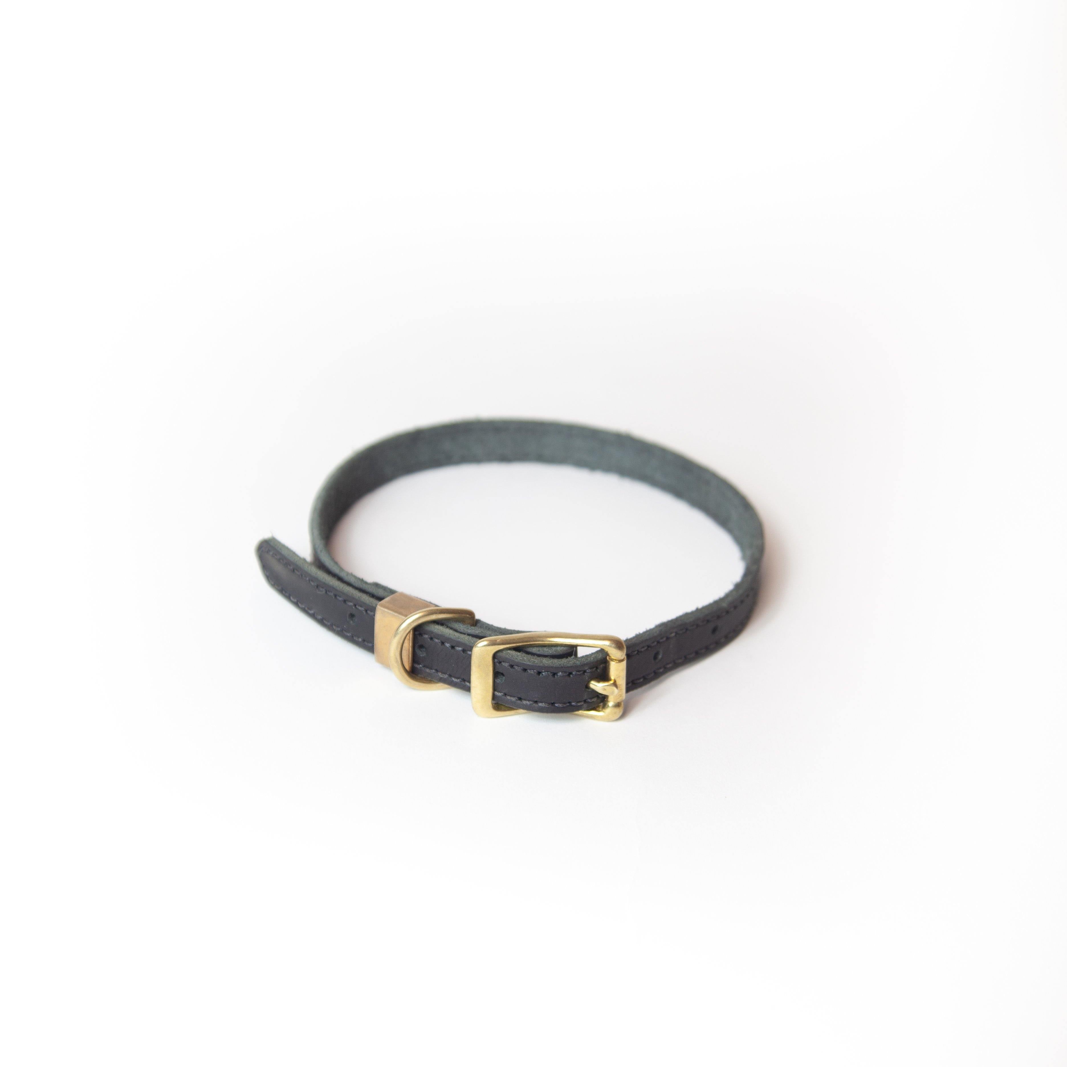 Leather Dog Collar Milled Black