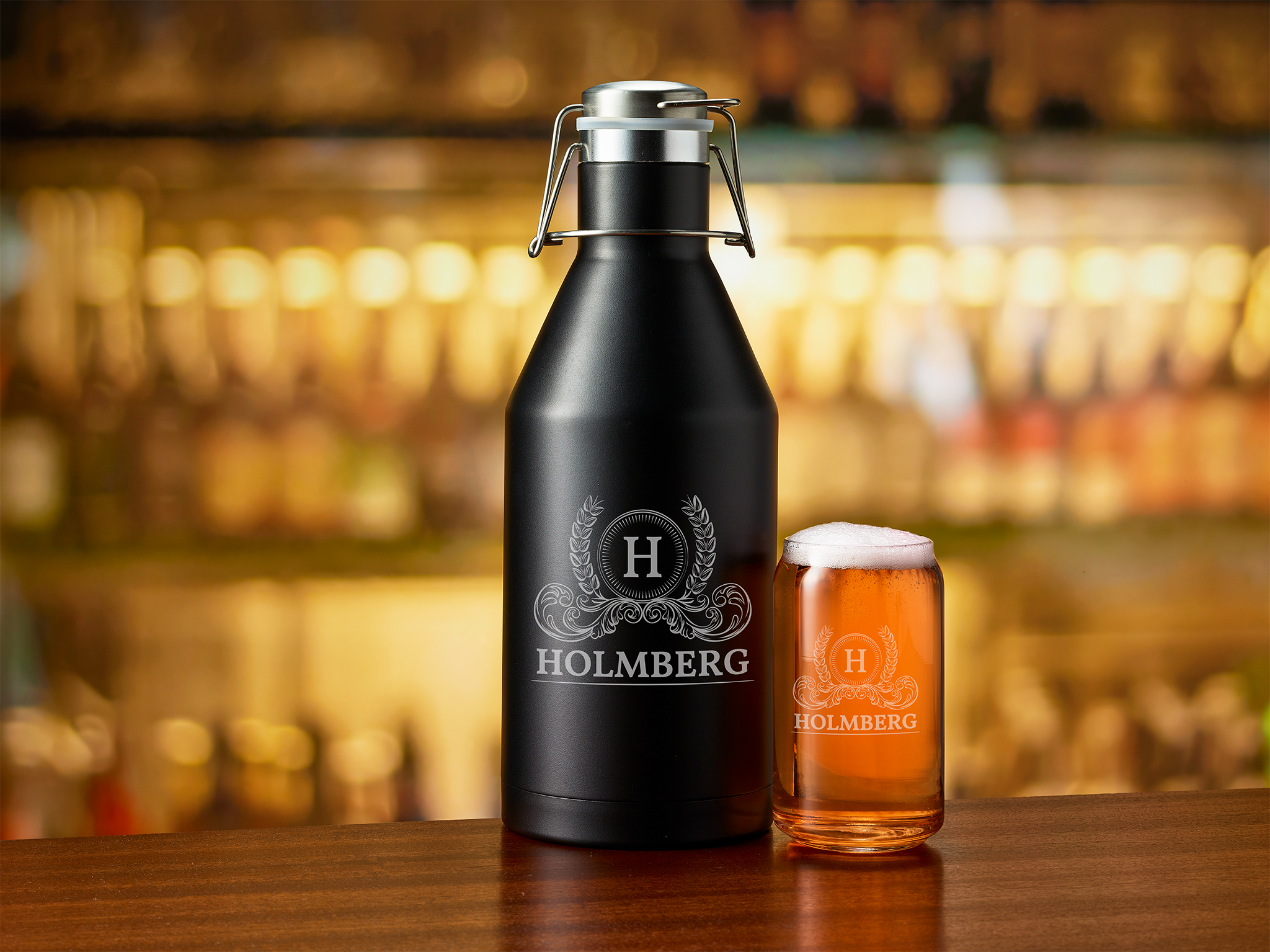 Personalized Beer Growler & Pint Glass Set, Barware