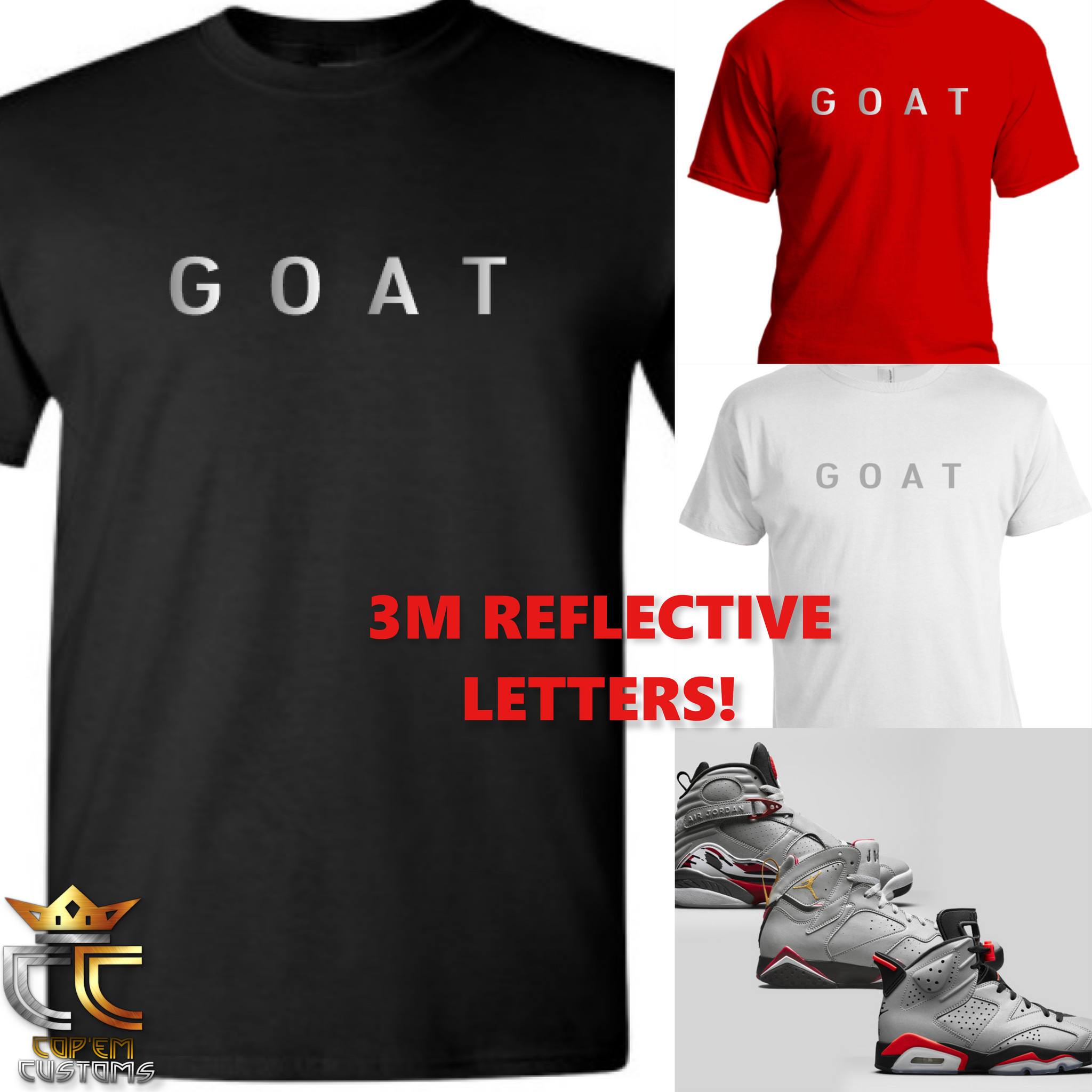 EXCLUSIVE TEE/T SHIRT WITH 3M PRINT to match AIR JORDAN RELECTIONS OF A CHAMPION