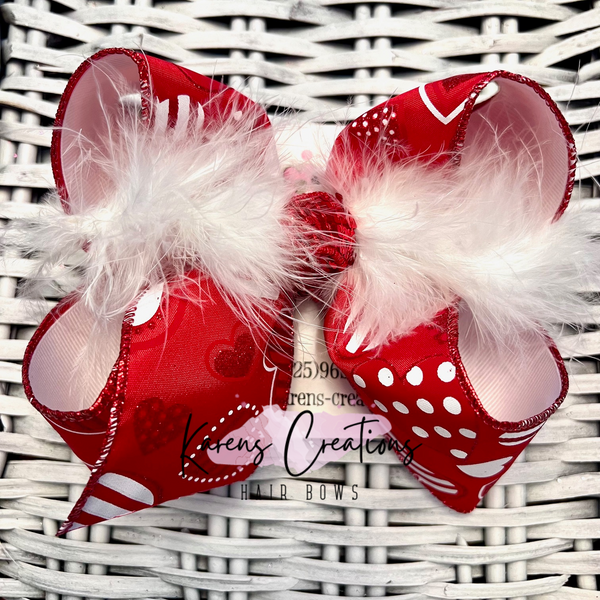 Magnificent Treasures 4 Valentine Ribbon Hair Bow Leopard in Love