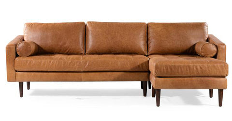 Napa Right Sectional Sofa in Cognac Tan