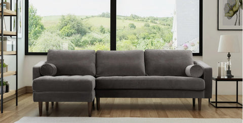 essentialist design - napa velvet left-facing sectional sofa