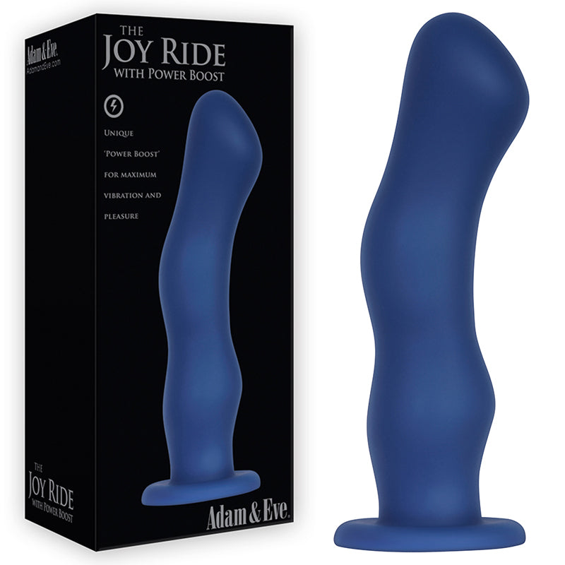 Adam & Eve Joy Ride With Power Boost Rechargeable Vibrating Silicone 7 in. Dildo Blue