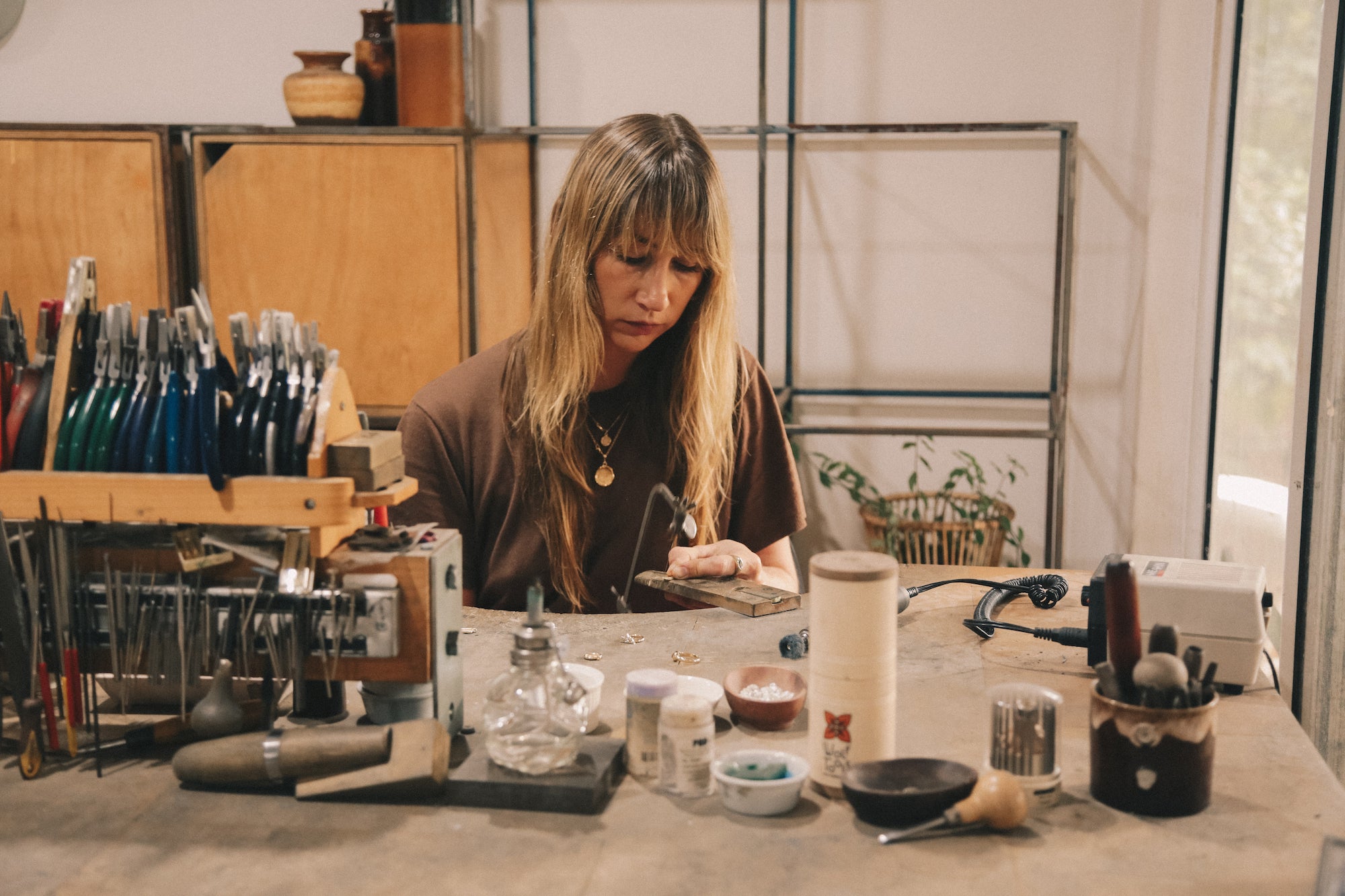 Holly at her workshop bench