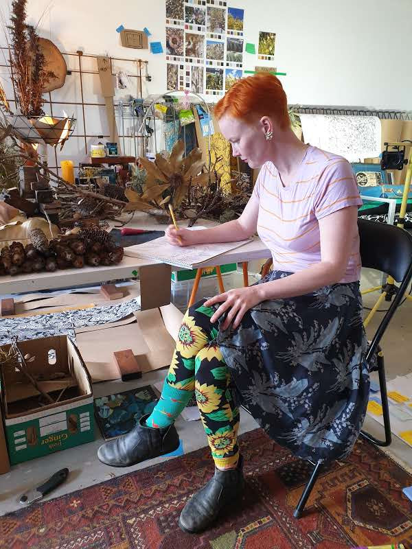 Rose Feely of Eucalypt Roses working in her Wurtulla Studio