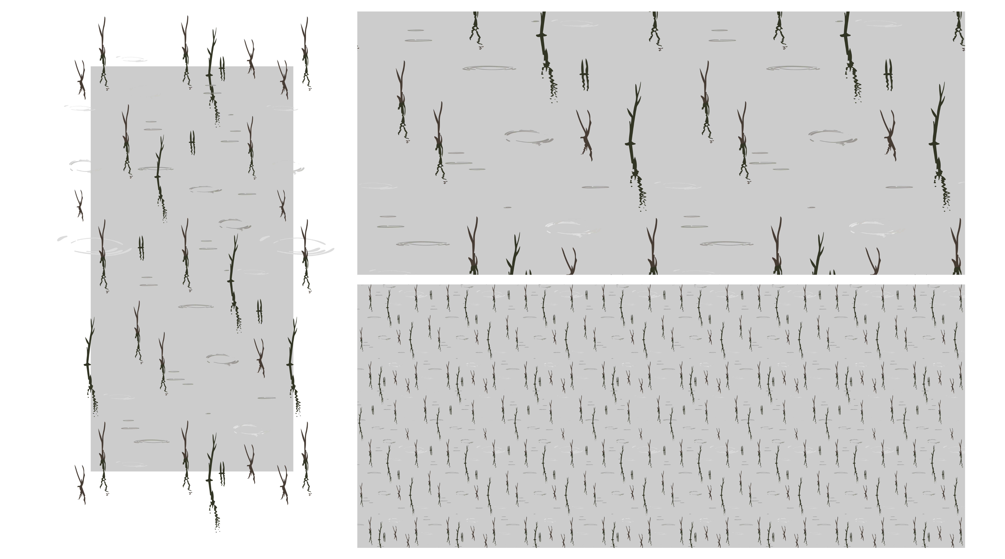 Lake Grass 2021. Hand drawn digital surface pattern 
