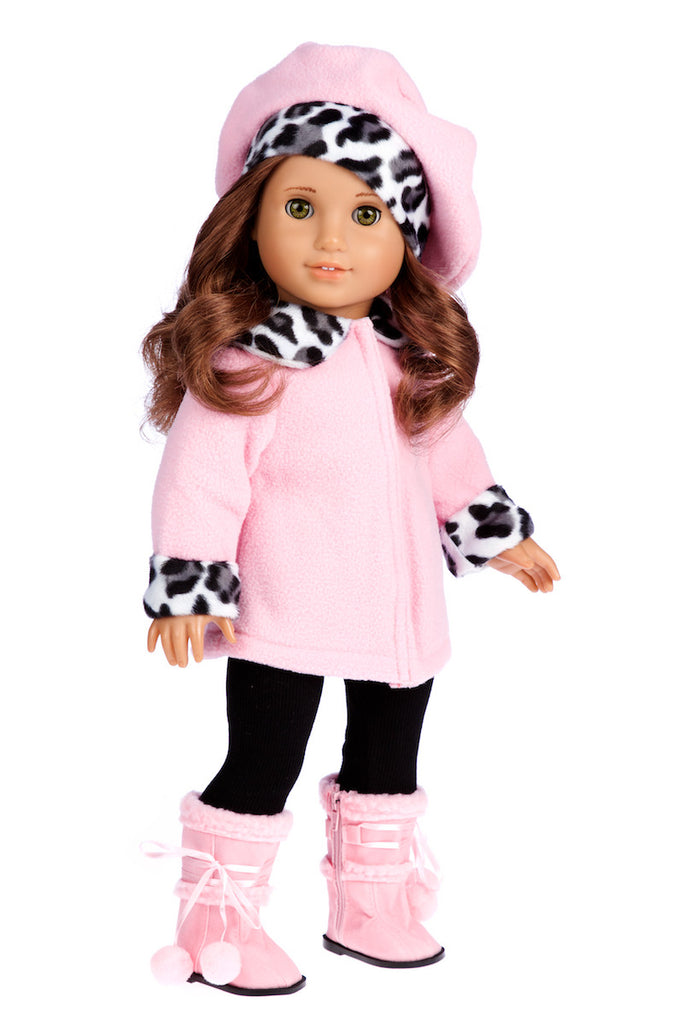 Elegance Clothes For 18 Inch American Girl Doll Fleece Coat Beret Pants Boots