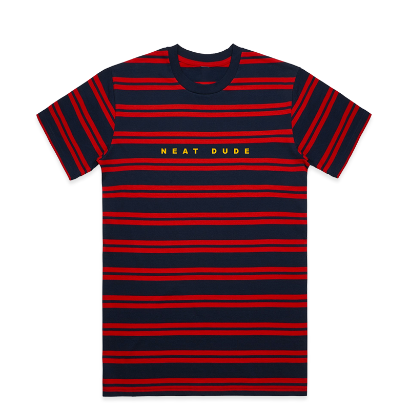 Embroidered Stripe Tee - Red/Navy – Neat Dude