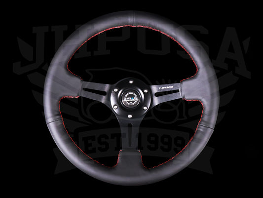 ATC Sprint Black Driftone Steering Wheel - Red Stitch - JHPUSA