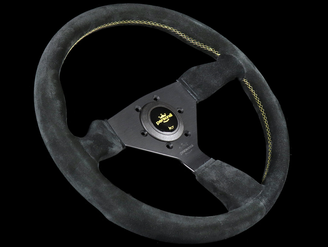 Personal Grinta 330mm Steering Wheel - Black Leather / Yellow