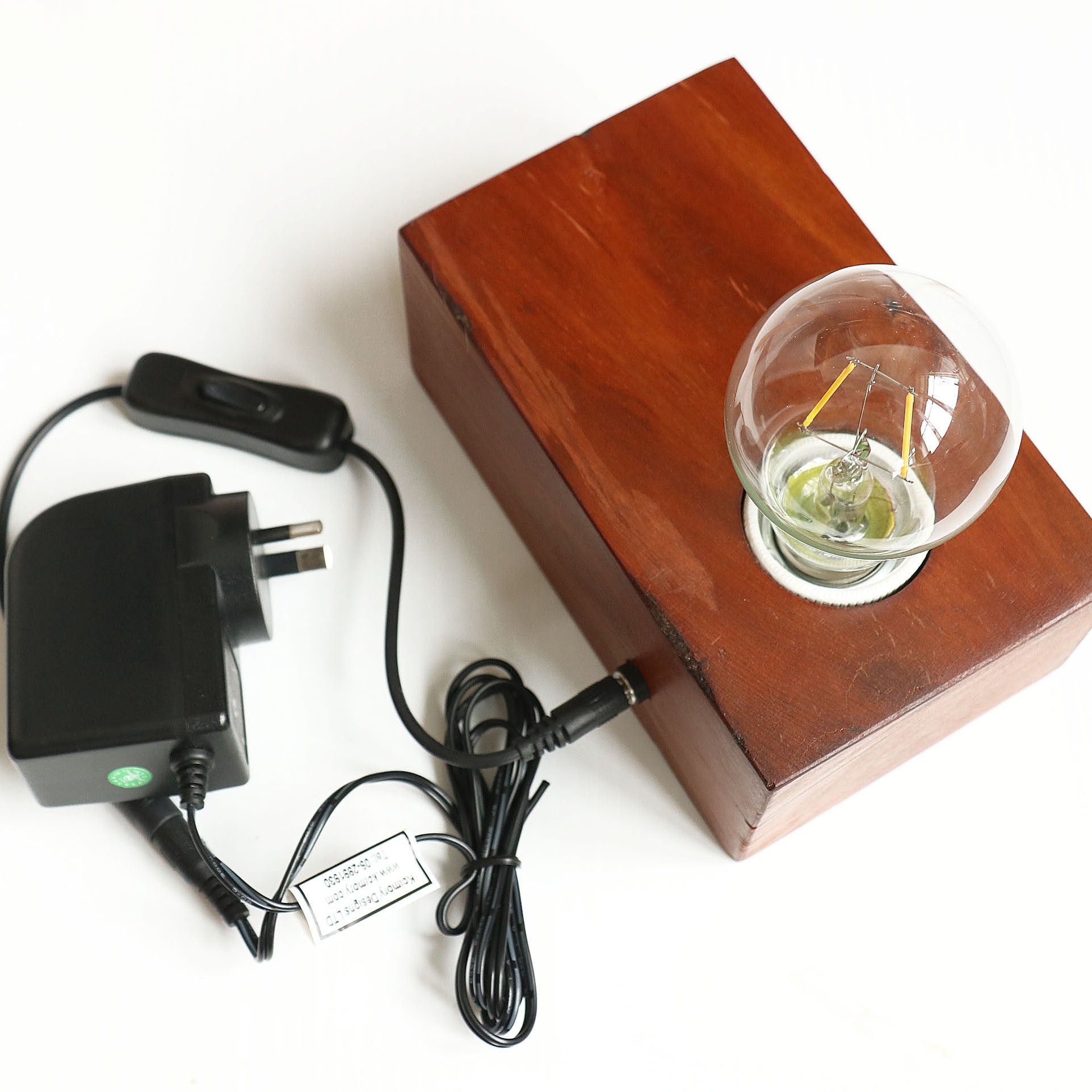 Recycled Wood LED Light Block - Rimu Lamp