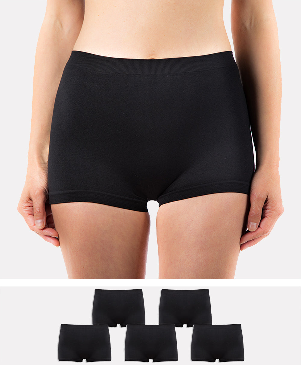 Ladies Plain Underwear High Waist Seamless Stretch Boxer Shorts