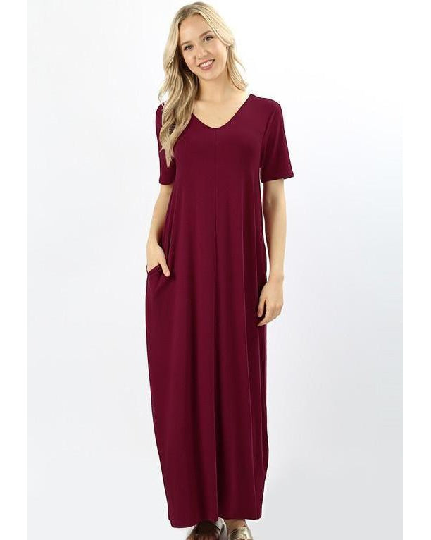 maxi t shirt dress with pockets