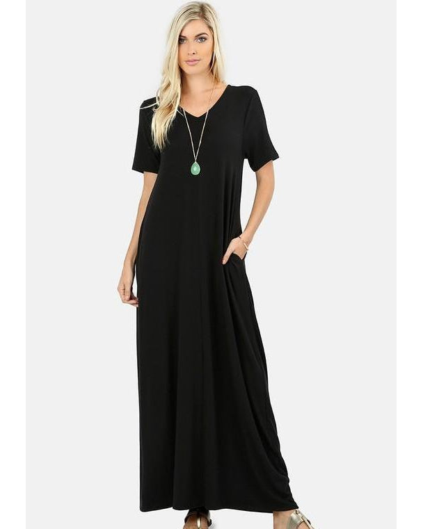 maxi t shirt dress with pockets