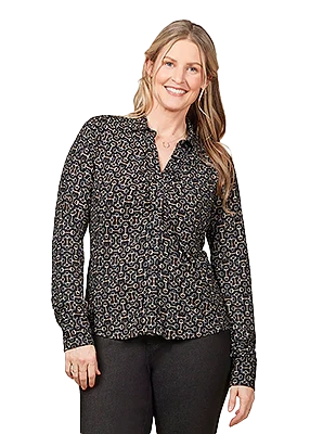 EQL Ruched Button Front Long Sleeve Shirt