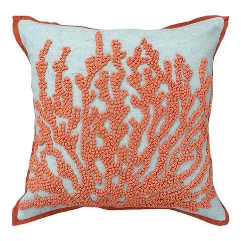 French Knot Coral Embroidery Decorative PIllow