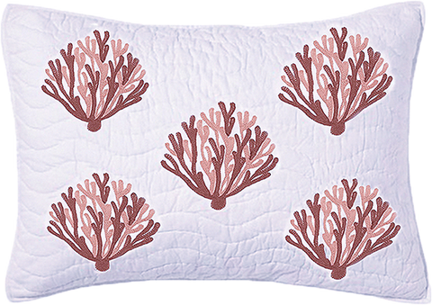 Coral Embroidered Pillow Sham