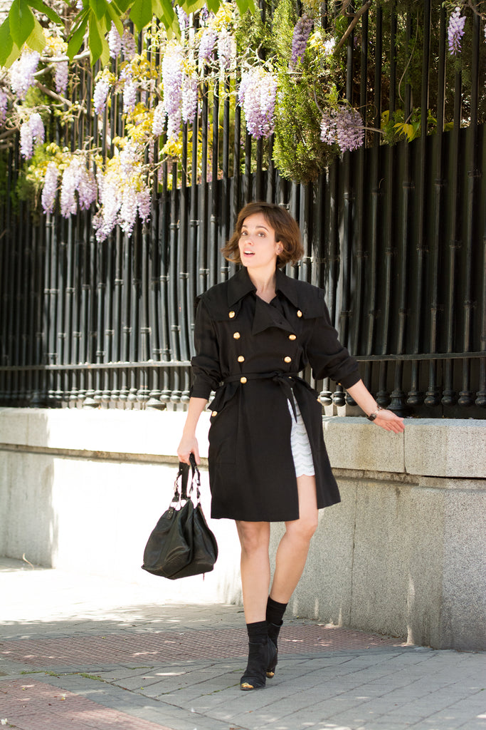 trench la condesa negro minifalda mint