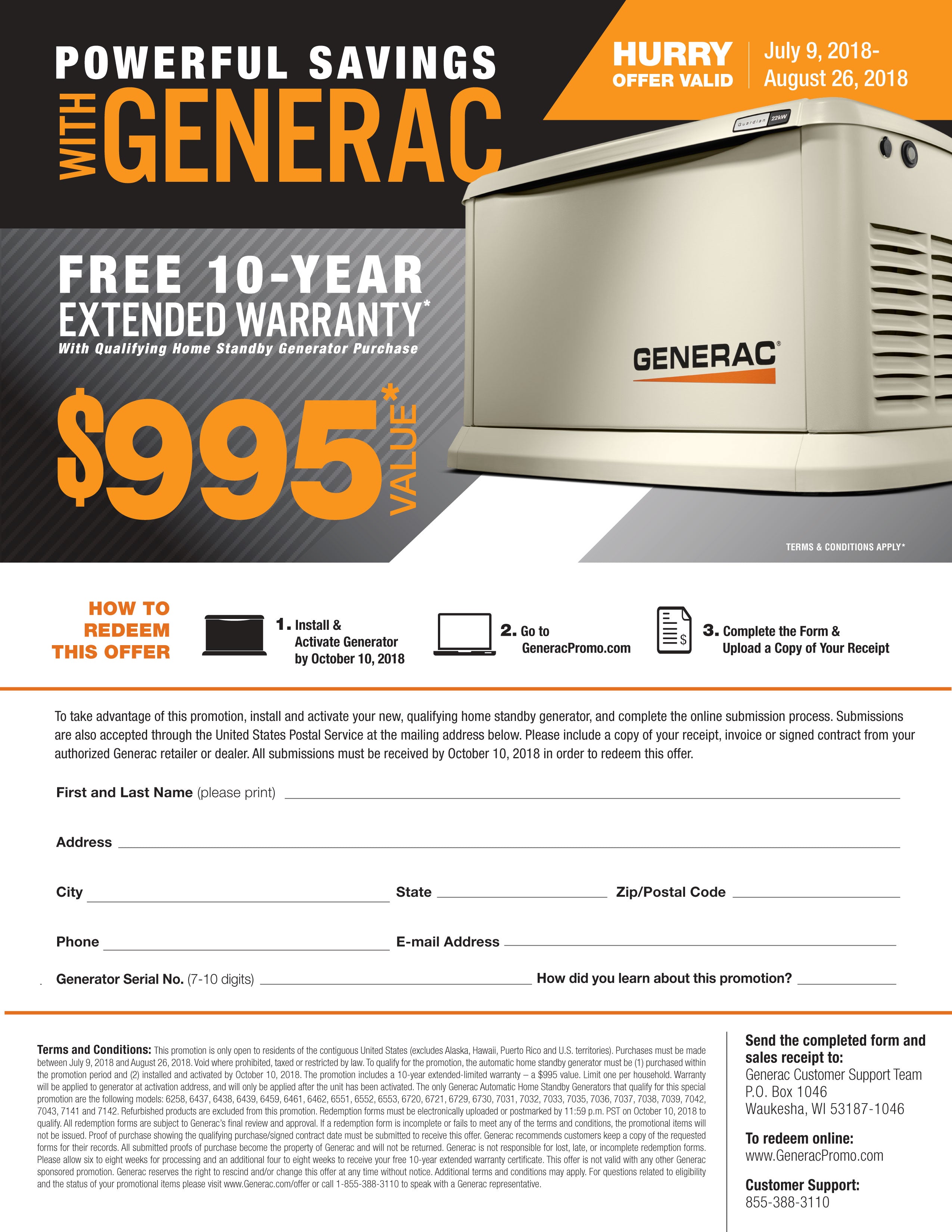 Generac Free 10 Year Extended Warranty Promo Ziller Electric