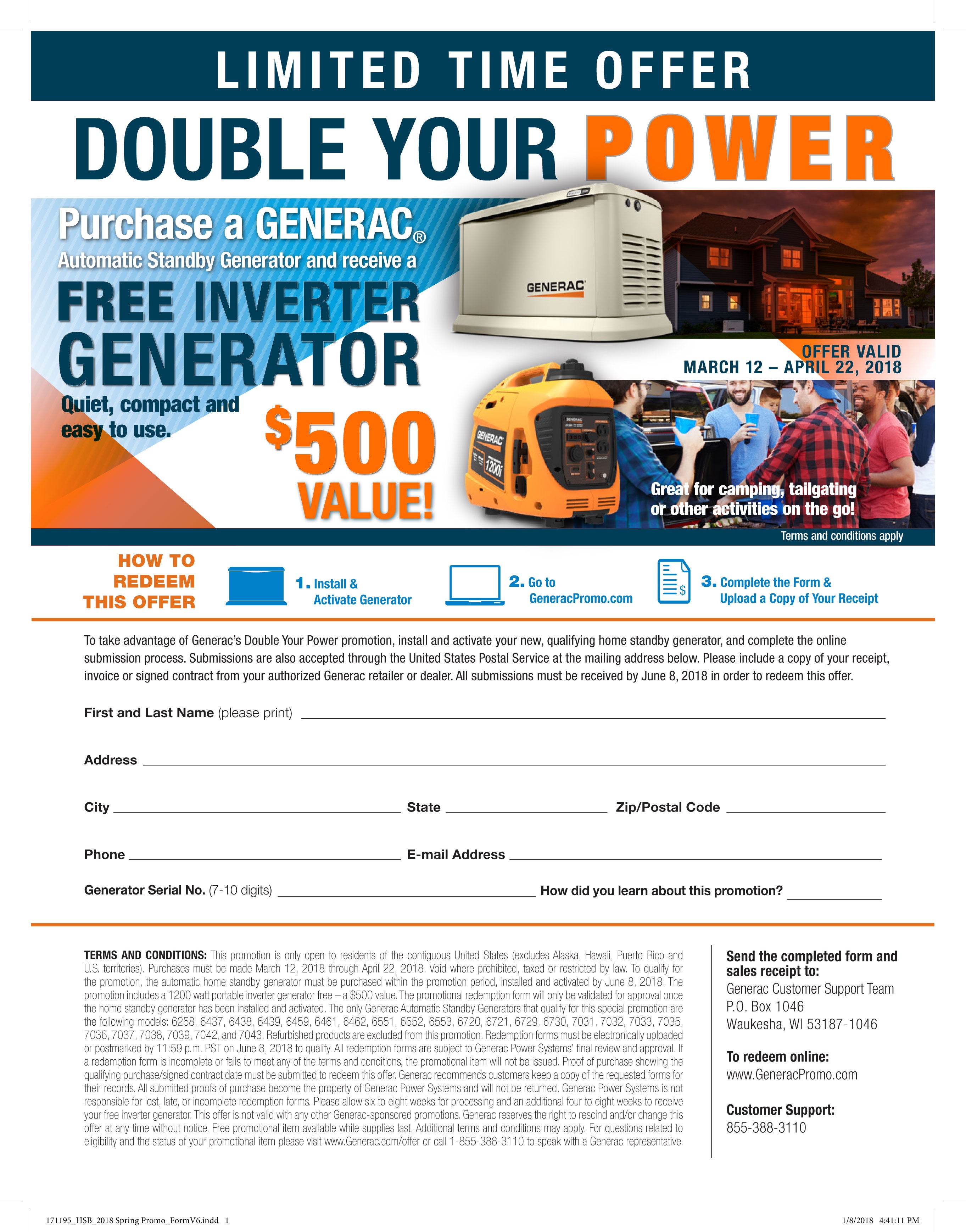 Generac Free 1200W Inverter Generator Promo Ziller Electric