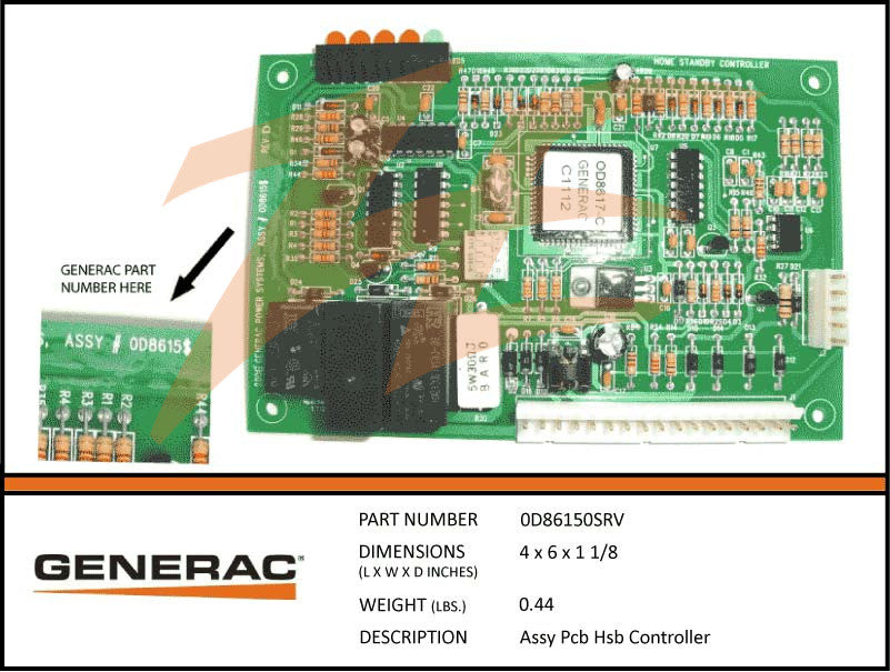 Generac 0D86150SRV Printed Circuit Board Ziller Electric