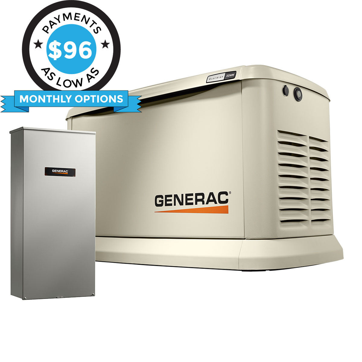 Generac Guardian 7043 22kw Aluminum Automatic Standby Generator With 2 Ziller Electric