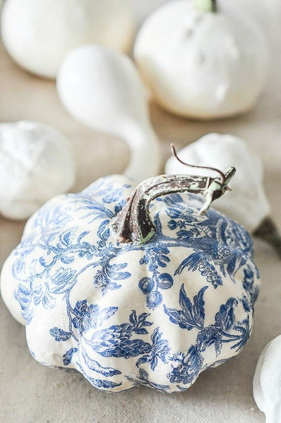 Blue and White Chinoiserie Inspired Pumpkin DIY