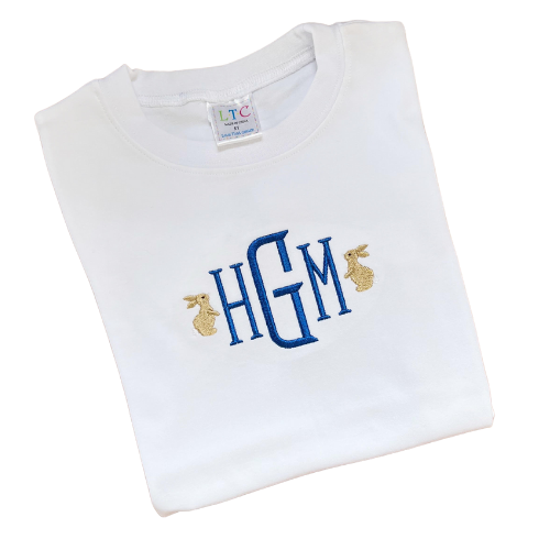 Little Boy's Monogrammed Easter Bunny Short Sleeve Tee