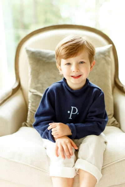 Personalized Navy Roll Neck Sweater for Little Boys