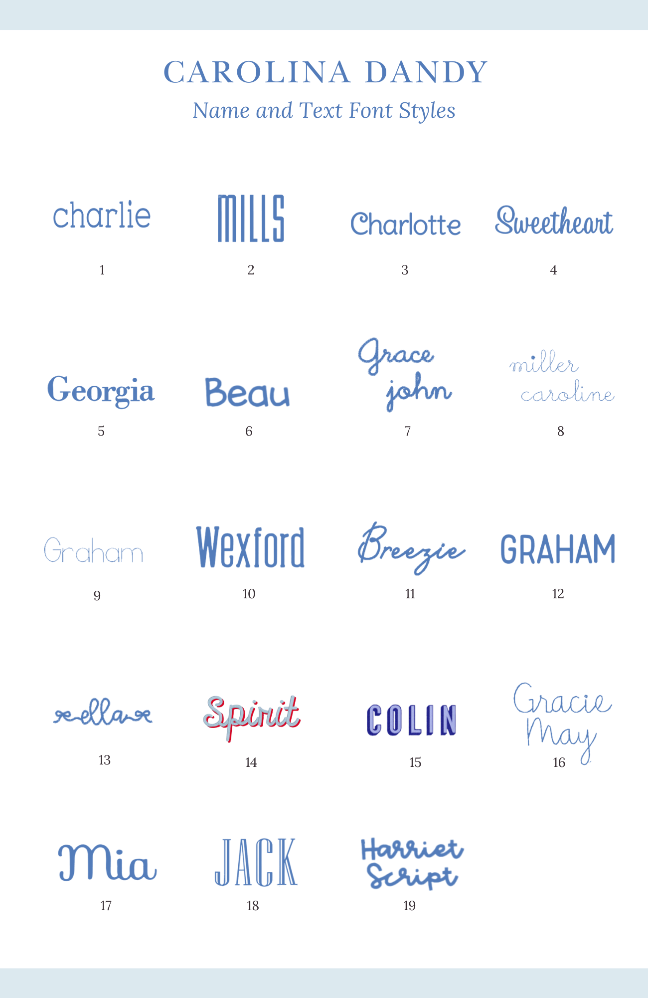 Carolina Dandy Name and Text Font Styles