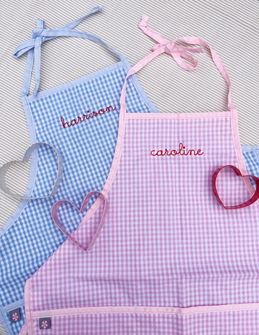 Personalized Children's Gingham Smock Aprons