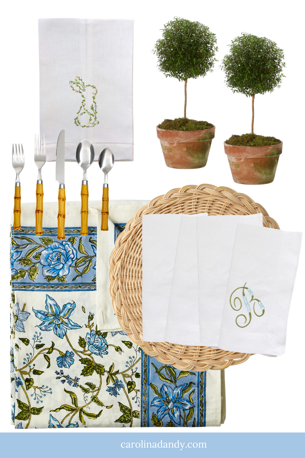 Green and Blue Tablescape for a Southern Easter Gathering
