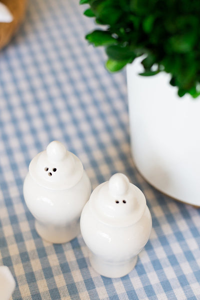 White Ceramic Ginger Jar Salt and Pepper Shaker Set