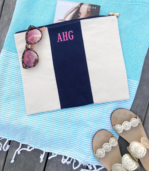 monogrammed canvas zippered pouch