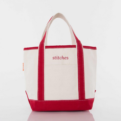 needlepoint "stitches" project tote bag