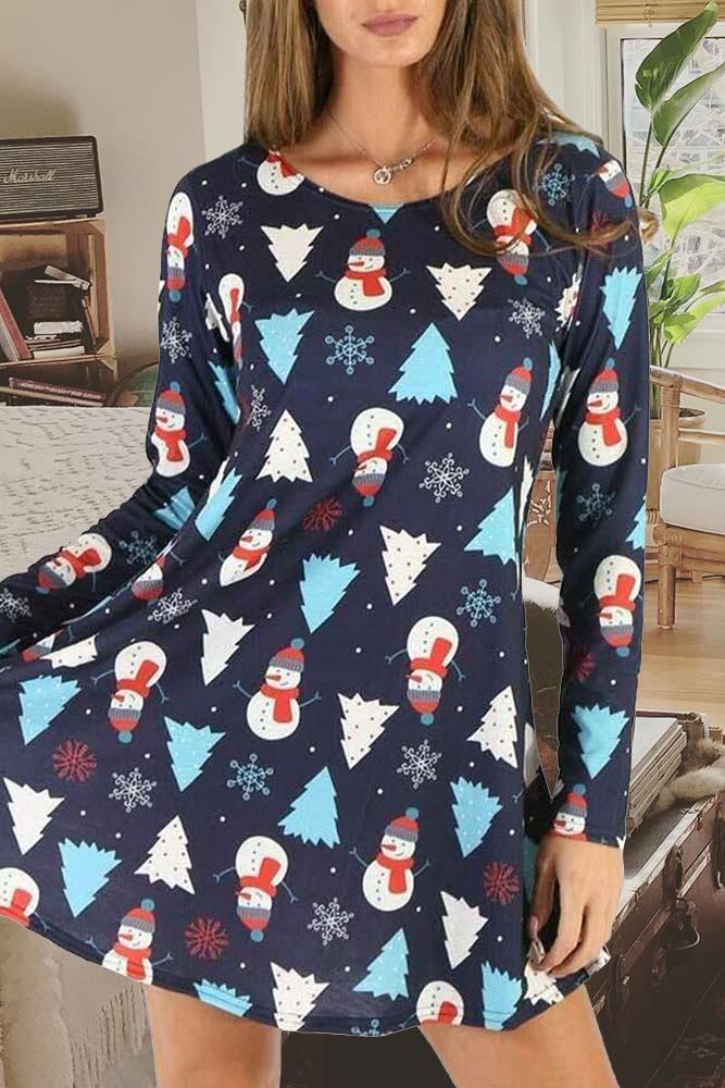 christmas patterned swing dress