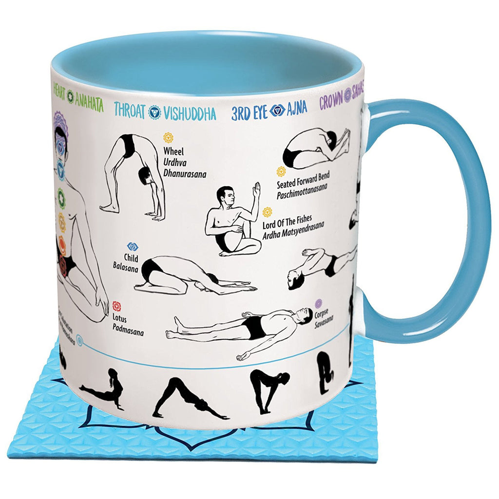 Yoga Coffee Mug Learn Yoga Poses While Drinking Coffee Includes A Acadia Premium Products 3479