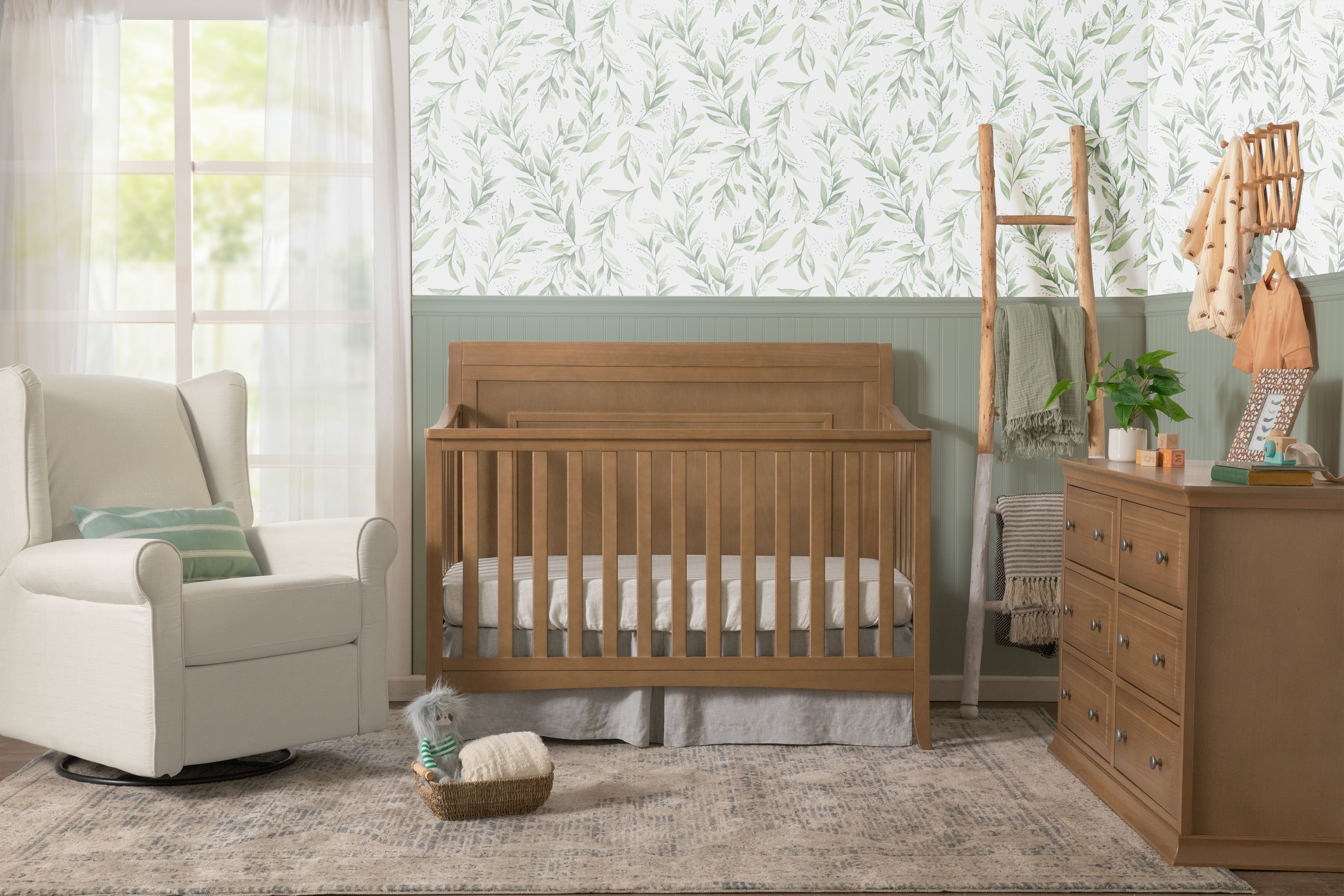 DaVinci Anders Crib and Signature 6-Drawer Dresser in Hazelnut, Cozy Farmhouse Design Inspiration