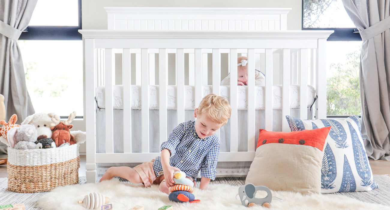 baby crib in living room