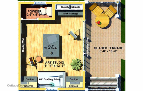ST192VGT-BPS 192 sf Artist Garden Studio - Building Plan Set – Cottage Depot
