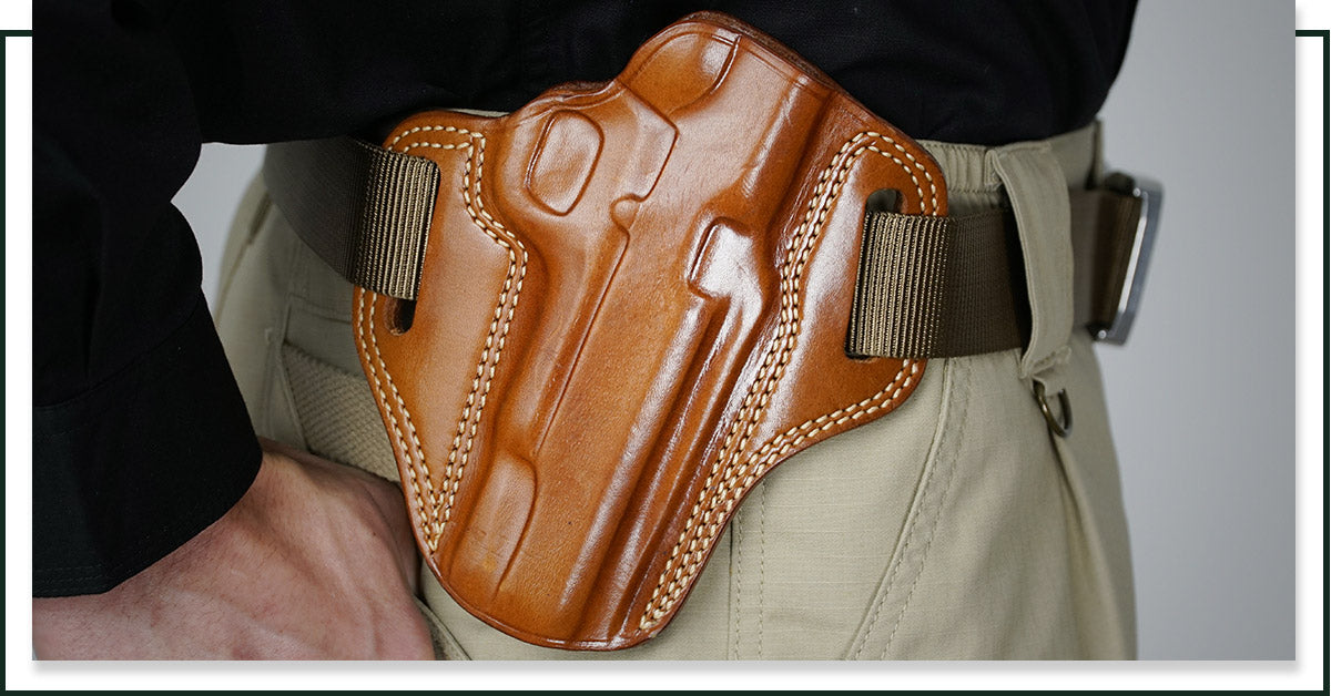  Image of a man wearing a holster on their gun belt.