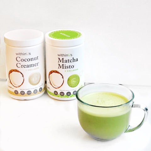 delicious collagen, coconut, and matcha drink