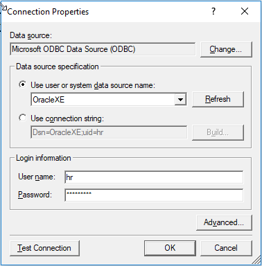 Configuration of an Oracle ODBC data source – SelectCompare