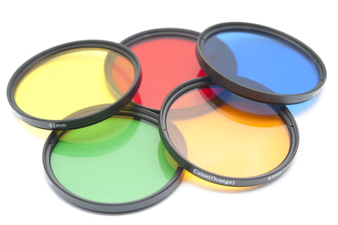 Color lens filters representing data comparison concept