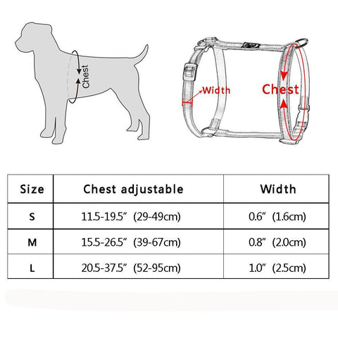 Reflective Adjustable H-Type Dog Harness – Dogs Tail Circle