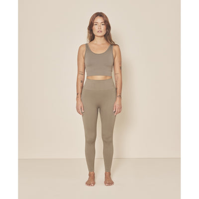 Ribbed Seamless High Waisted Leggings - Sand Beige