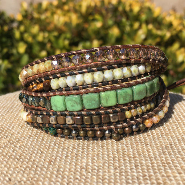 5-Wrap Bracelet - Multi Earthtones - Fall Pick – Suzy Schuman Beaded ...